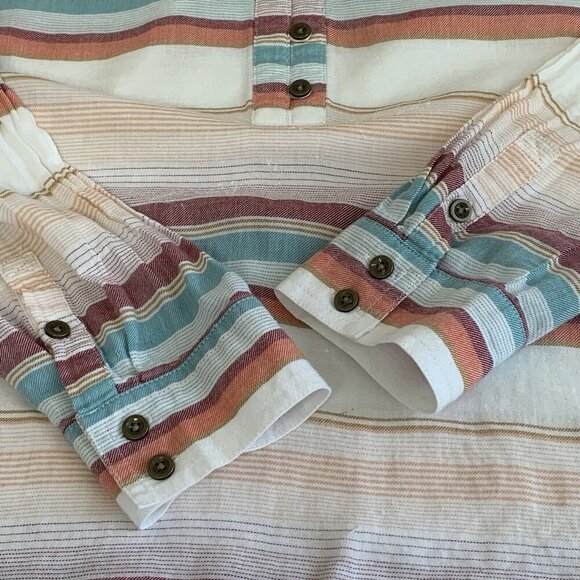 Natural Reflections Gauze Top Womens Large Popover Cream Blue Burgundy Fall - Picture 8 of 12